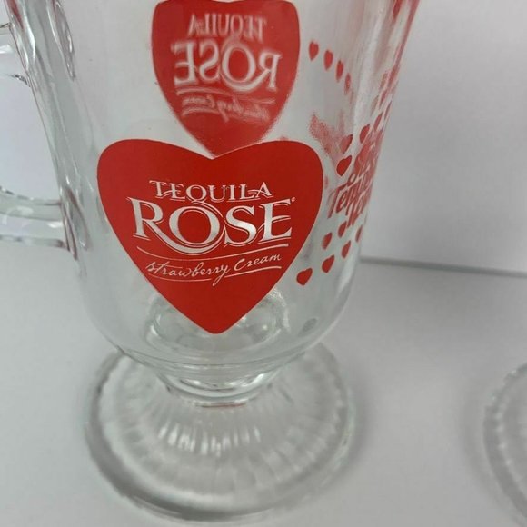 Tequila Rose Strawberry Cream Sweet Temptations Footed Mugs Set of 2 Mexico 5 oz - Picture 2 of 10